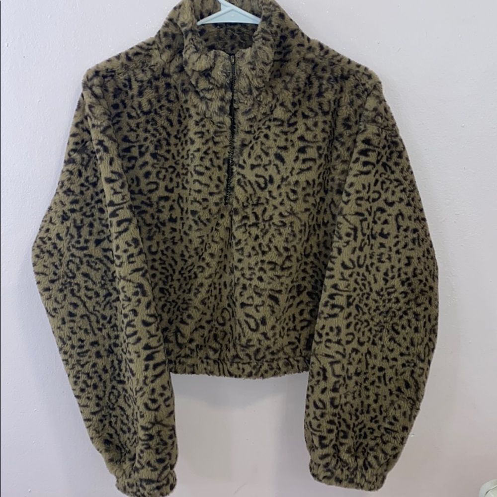 Leopard Print Faux Fur Jacket